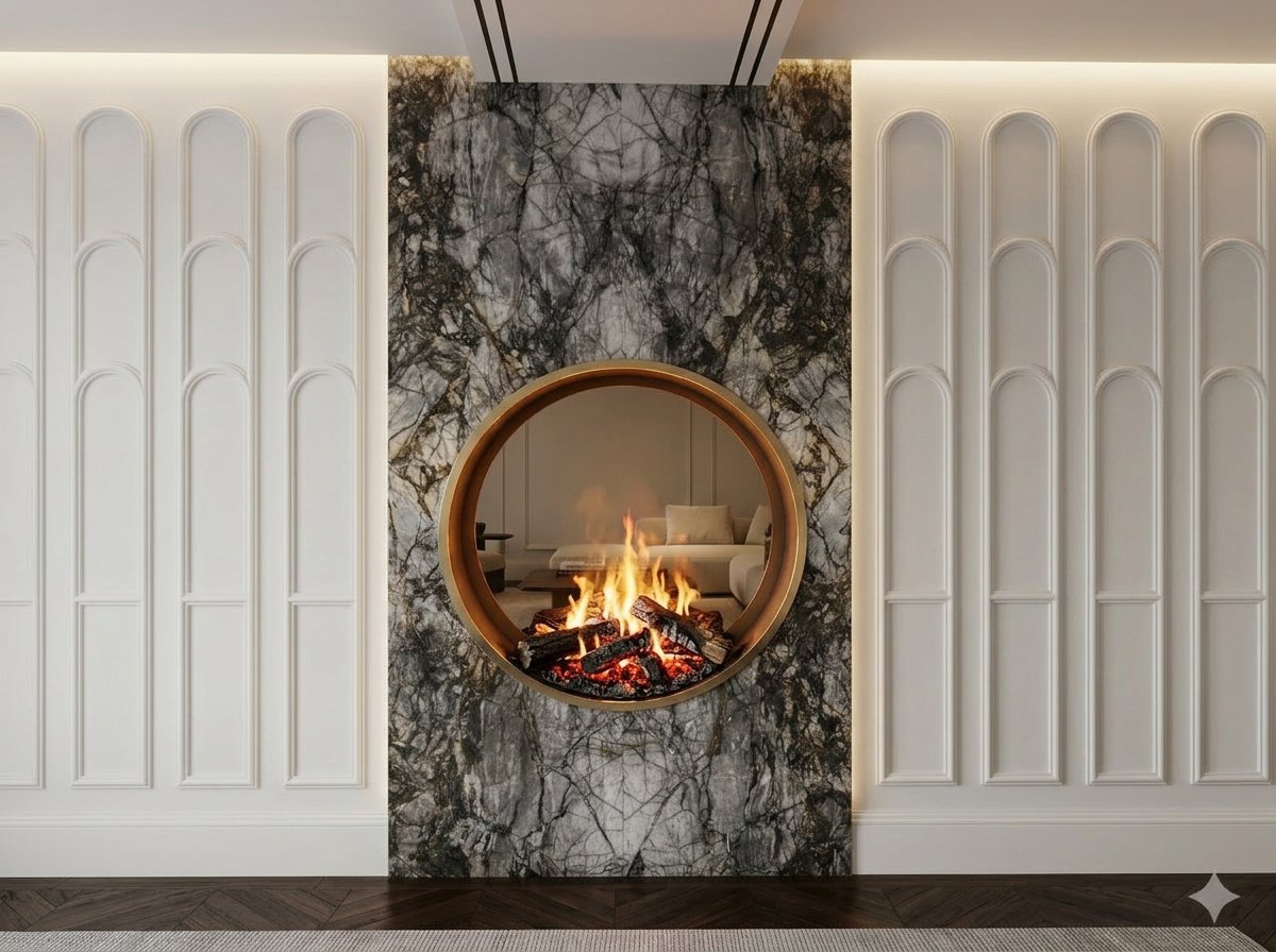 Après métamorphose — cheminée design sur-mesure intégrée par Forget Flammes au Maroc