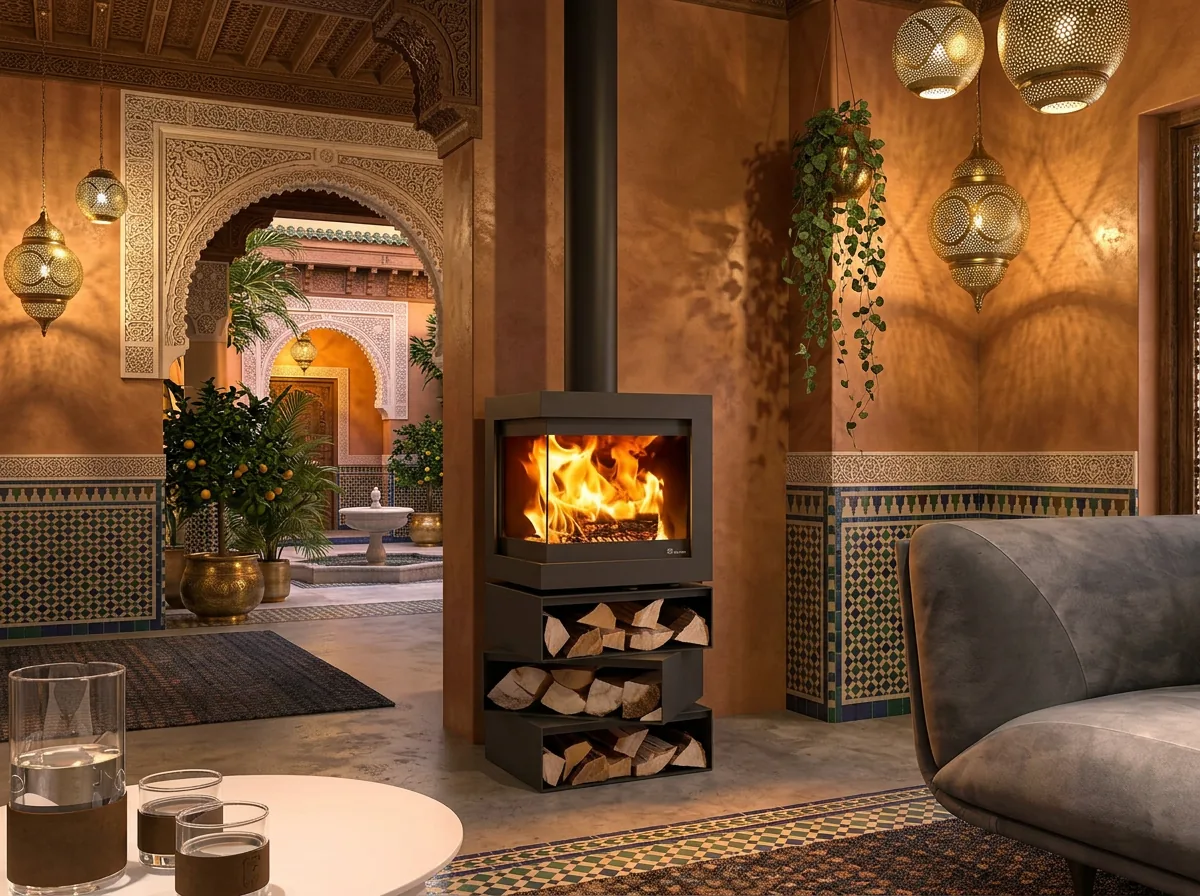 Cheminée Poêle à Bois sur-mesure de luxe — création Forget Flammes Maroc