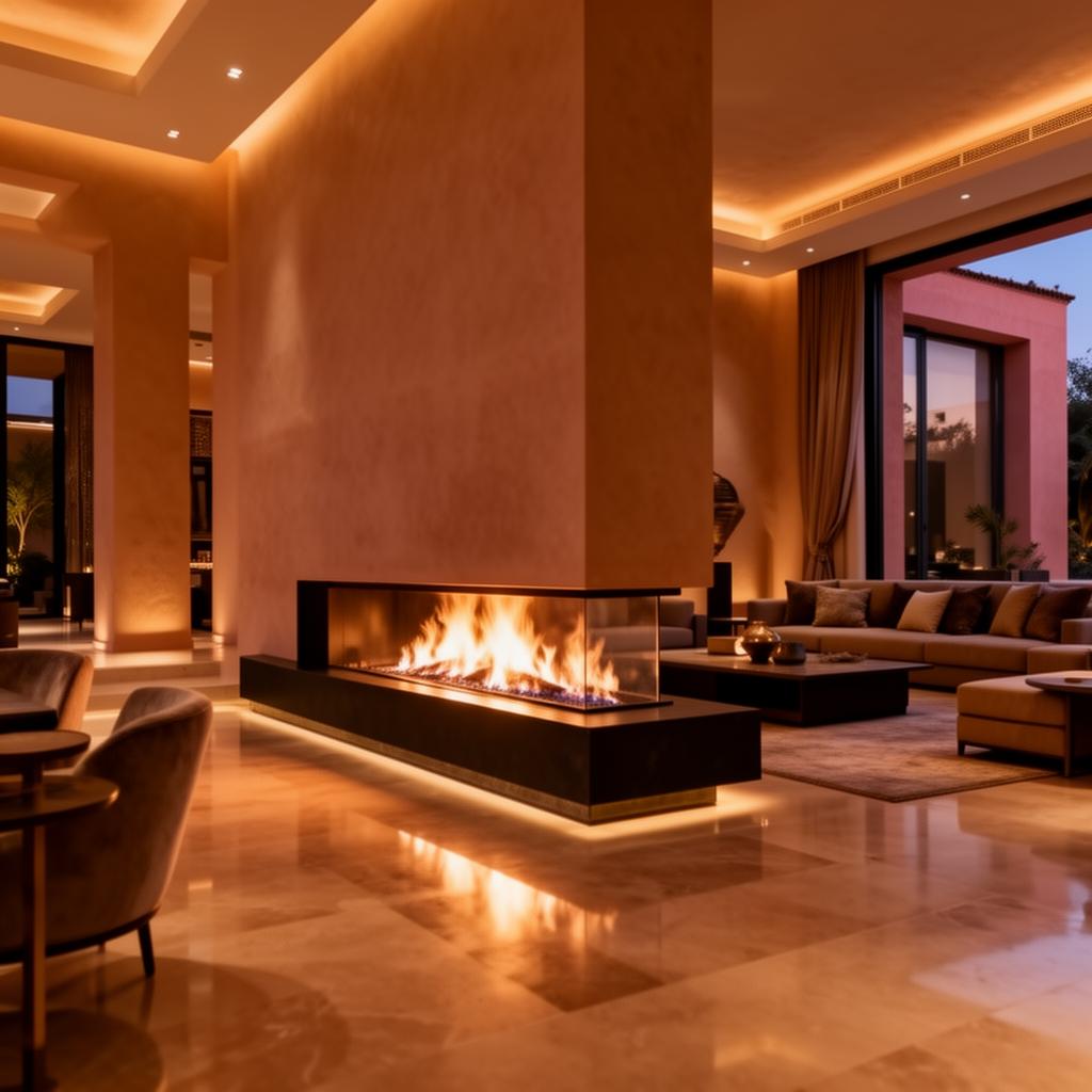 Cheminée villa luxueuse